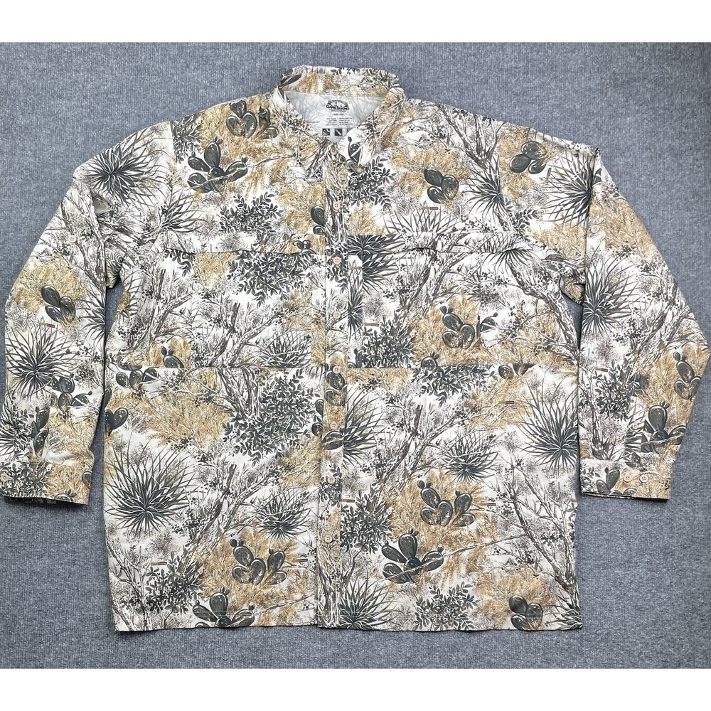 GameGuard Outdoors Shirt Mens 4XL Tan Cactus Camo MicroFiber Long Sleeve Venting